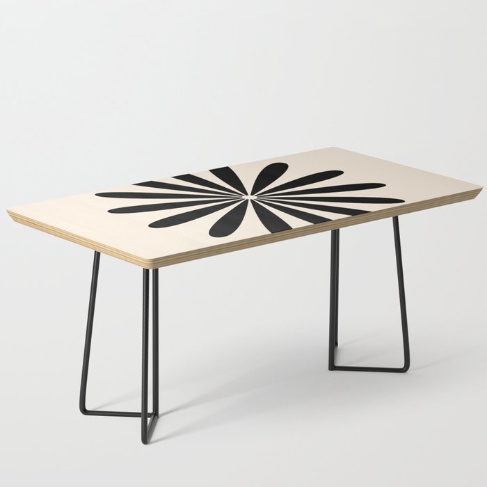 Big Daisy Retro Minimalist Black and Almond Cream Coffee Table Gallery Image 1