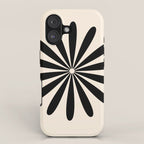 Big Daisy Retro Minimalist Black and Almond Cream iPhone Case Gallery Image 1