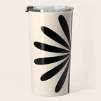 Big Daisy Retro Minimalist Black and Almond Cream Travel Mug Gallery Image 3
