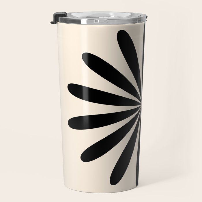 Big Daisy Retro Minimalist Black and Almond Cream Travel Mug Gallery Image 3