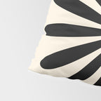 Big Daisy Retro Minimalist Black and Almond Cream Pillow Sham Gallery Image 4