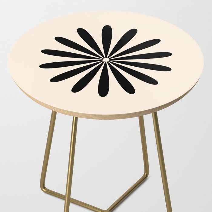 Big Daisy Retro Minimalist Black and Almond Cream Side Table Gallery Image 2