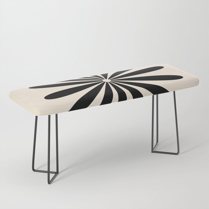 Big Daisy Retro Minimalist Black and Almond Cream Bench Gallery Image 1
