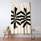 Big Daisy Retro Minimalist Black and Almond Cream Window Curtain Gallery Image 5