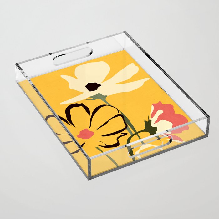 Modern Abstract Art Flowers 10 Acrylic Tray Gallery Image 1