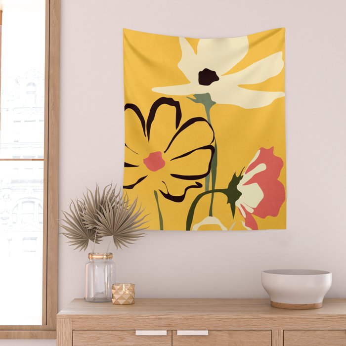 Modern Abstract Art Flowers 10 Wall Tapestry Gallery Image 2