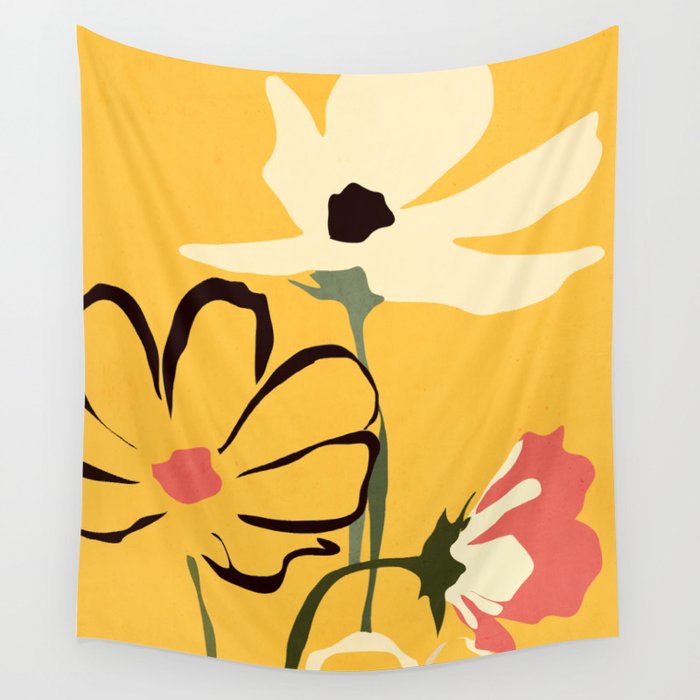 Modern Abstract Art Flowers 10 Wall Tapestry Gallery Image 4