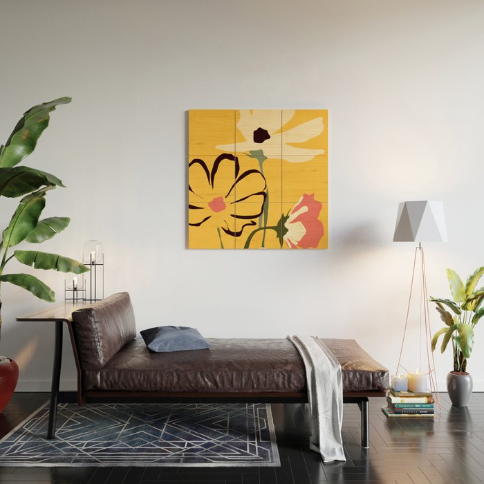 Modern Abstract Art Flowers 10 Wood Wall Art Gallery Image 2