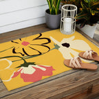 Modern Abstract Art Flowers 10 Outdoor Rug Gallery Image 2