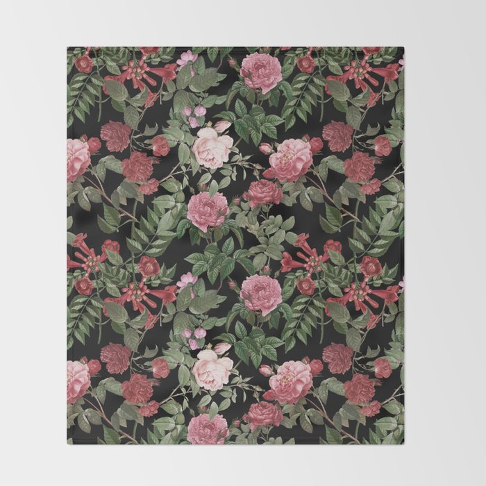 Vintage Roses, Floral Prints Throw Blanket Gallery Image 2
