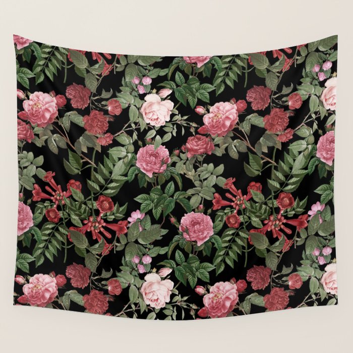 Vintage Roses, Floral Prints Wall Tapestry Gallery Image 1