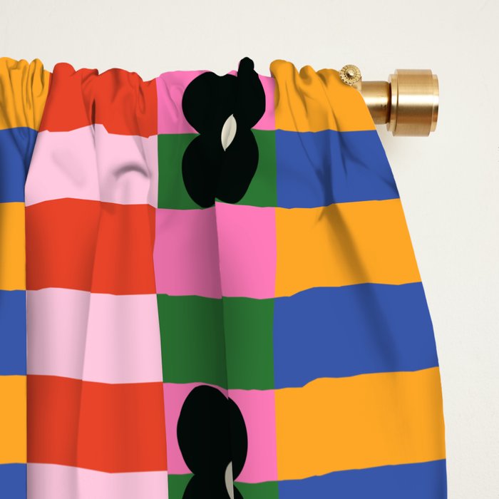 Mod Color Blocked Flower Pattern Window Curtain Gallery Image 2