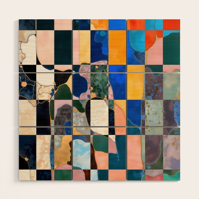 Luxe Checkerboard Wood Wall Art Gallery Image 1