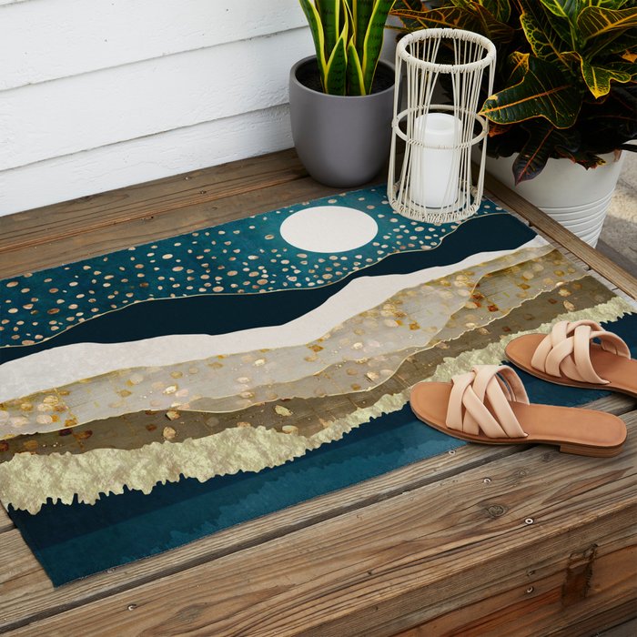 Starlit Mountain Lake Outdoor Rug Gallery Image 2