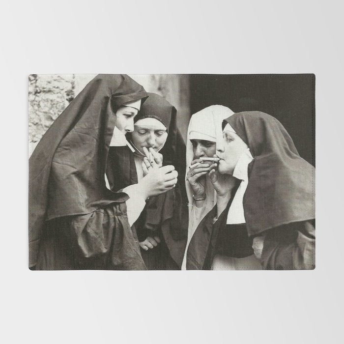 Nuns Smoking Vintage Photograph 1931 Rug Gallery Image 2
