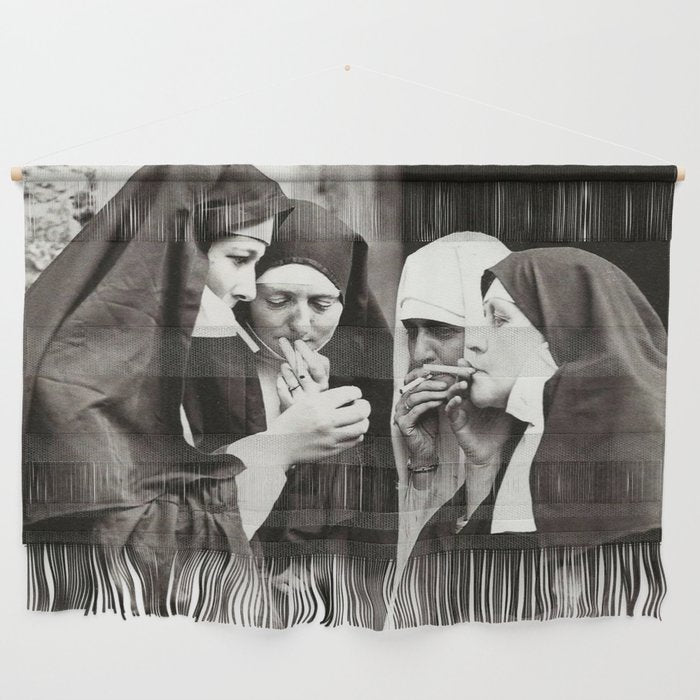 Nuns Smoking Vintage Photograph 1931 Wall Hanging Gallery Image 1