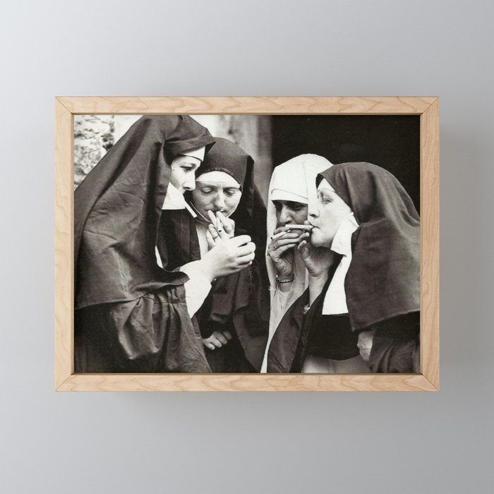 Nuns Smoking Vintage Photograph 1931 Mini Art Print Gallery Image 1