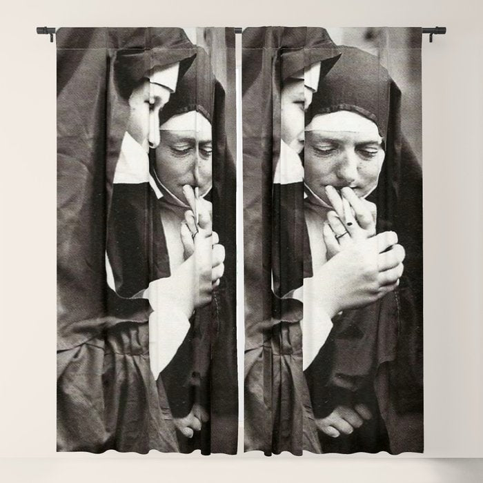 Nuns Smoking Vintage Photograph 1931 Window Curtain Gallery Image 5