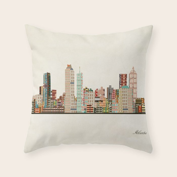 atlanta skyline Throw Pillow Gallery Image 6
