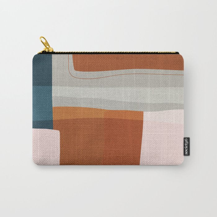 Abstract MCM Navy Burnt Orange Beige Blush Carry All Pouch Gallery Image 1