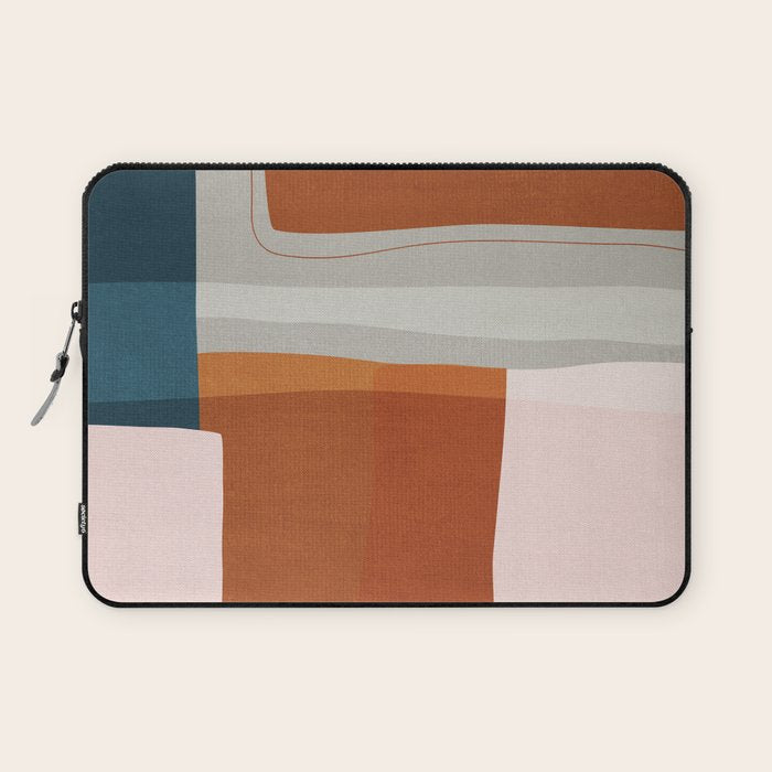 Abstract MCM Navy Burnt Orange Beige Blush Laptop Sleeve Gallery Image 1
