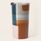 Abstract MCM Navy Burnt Orange Beige Blush Travel Mug Gallery Image 3