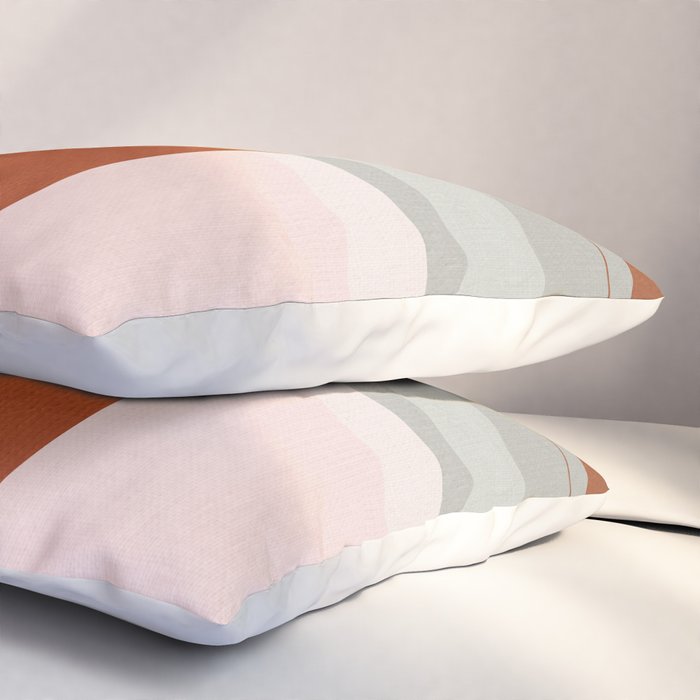 Abstract MCM Navy Burnt Orange Beige Blush Pillow Sham Gallery Image 3