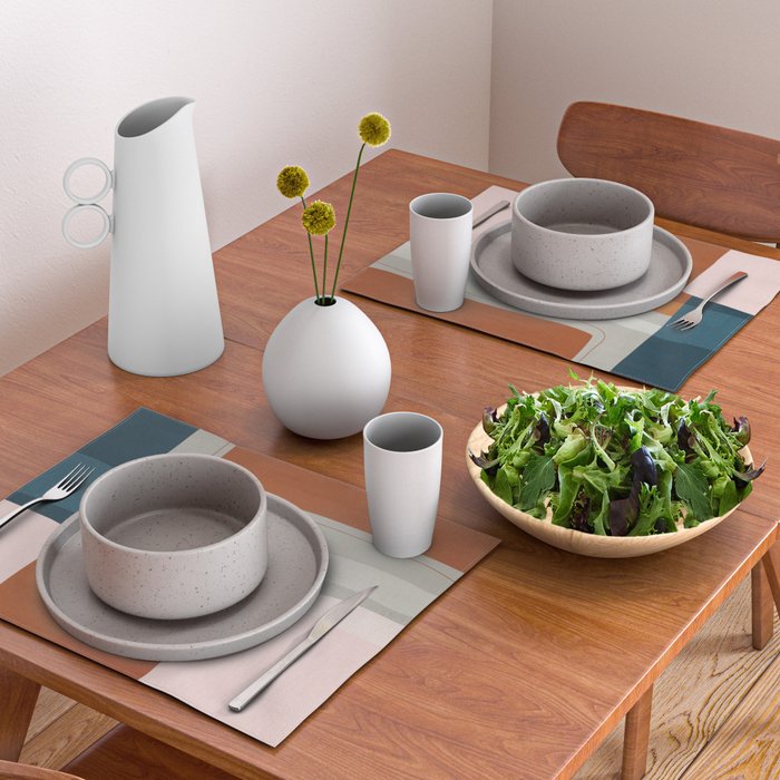 Abstract MCM Navy Burnt Orange Beige Blush Placemat Gallery Image 2