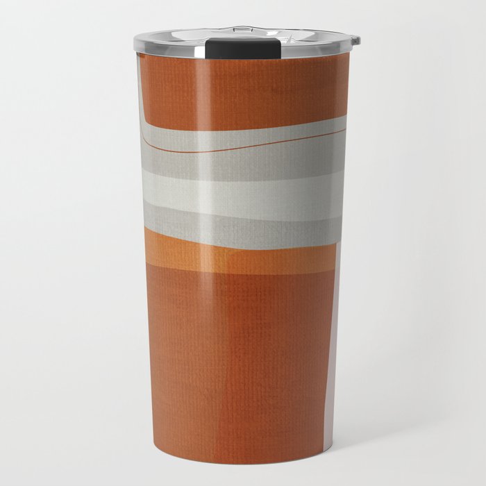 Abstract MCM Navy Burnt Orange Beige Blush Travel Mug Gallery Image 1