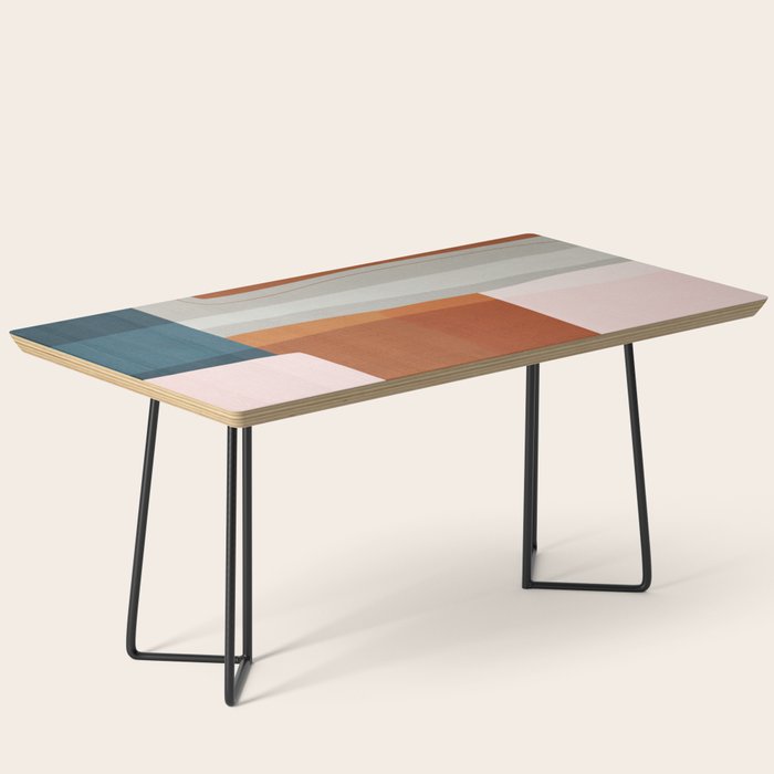 Abstract MCM Navy Burnt Orange Beige Blush Coffee Table Gallery Image 1