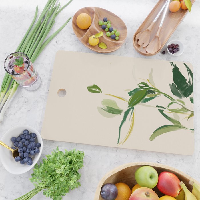 Plants In Summer Beige. Cutting Board Gallery Image 2