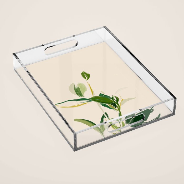 Plants In Summer Beige. Acrylic Tray Gallery Image 1