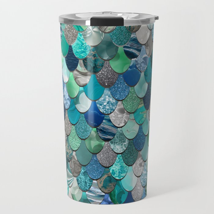 Mermaid Art, Sea,Teal, Mint, Aqua, Blue Travel Mug Gallery Image 1