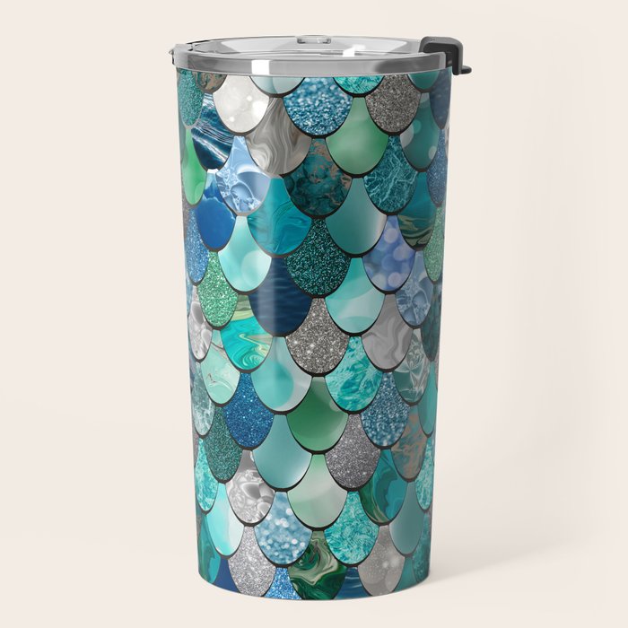 Mermaid Art, Sea,Teal, Mint, Aqua, Blue Travel Mug Gallery Image 2