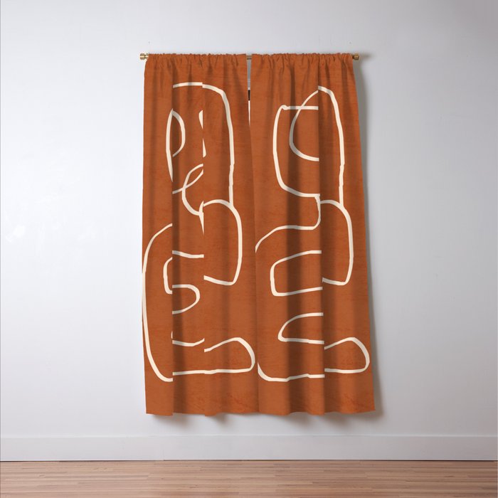 Abstract line art 15 Terracotta Window Curtain Gallery Image 3