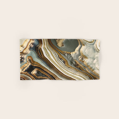 White Gold Agate Abstract Bath Towel