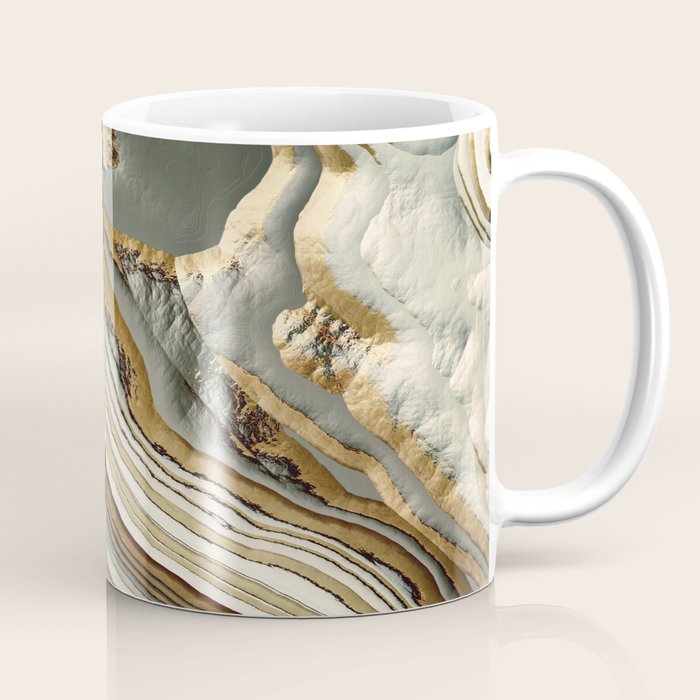 White Gold Agate Abstract Coffee Mug Gallery Image 1