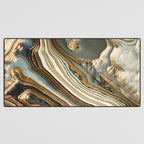 White Gold Agate Abstract Desk Mat Gallery Image 3