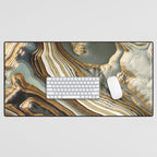 White Gold Agate Abstract Desk Mat Gallery Image 1