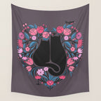I Heart Cats and Flowers Wall Tapestry Gallery Image 4