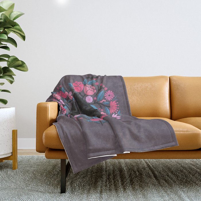 I Heart Cats and Flowers Throw Blanket Gallery Image 1