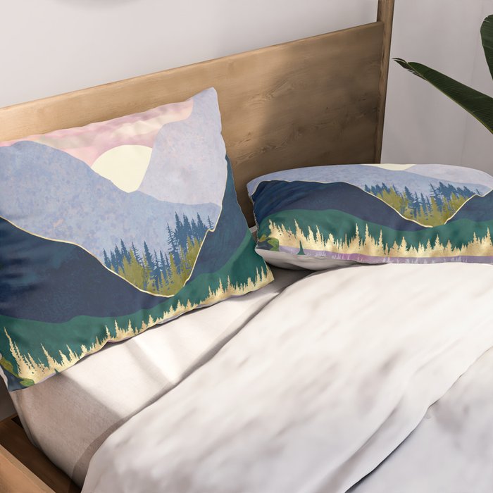Winter Mountain Lake Pillow Sham Gallery Image 2