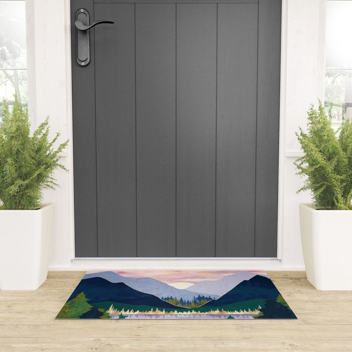 Winter Mountain Lake Welcome Mat Gallery Image 3