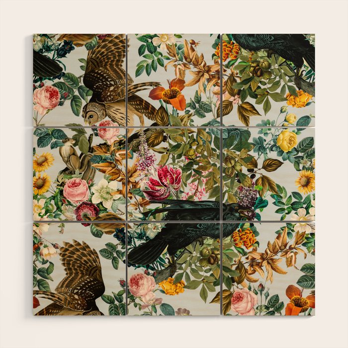 FLORAL AND BIRDS VI Wood Wall Art Gallery Image 1