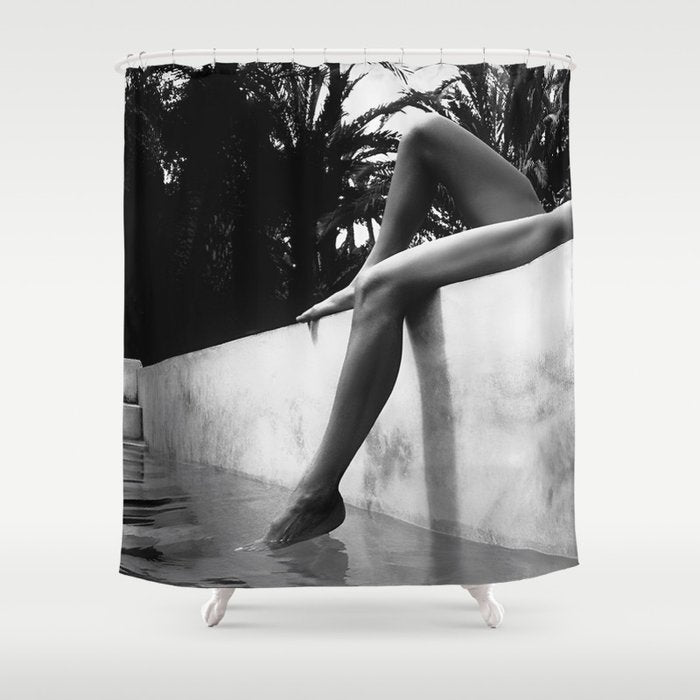 Dip your toes into the water, female form black and white photography - photographs Shower Curtain Gallery Image 1