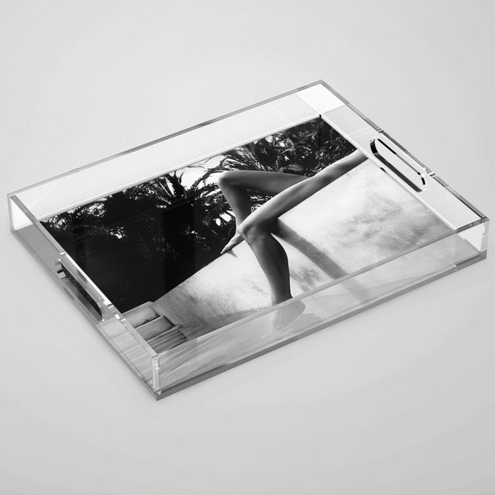 Dip your toes into the water, female form black and white photography - photographs Acrylic Tray Gallery Image 1