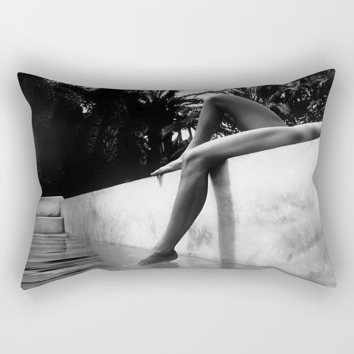 Dip your toes into the water, female form black and white photography - photographs Rectangular Pillow Gallery Image 1