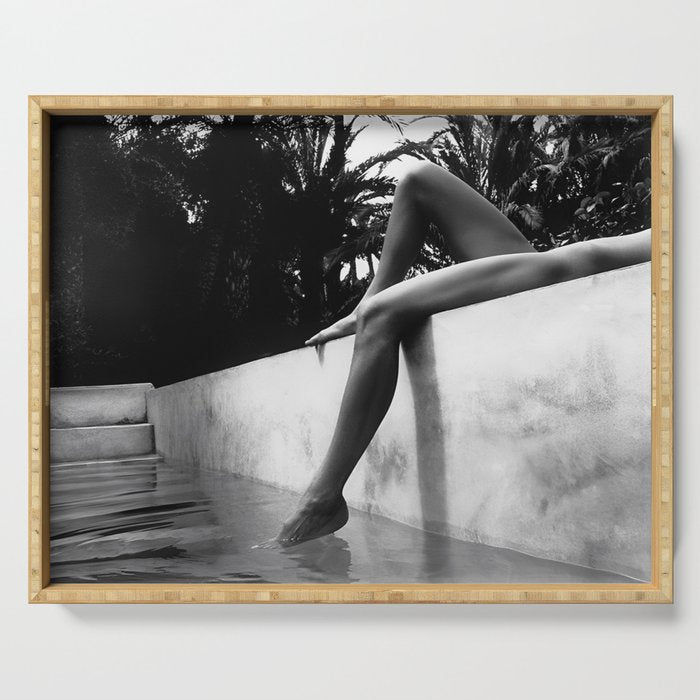 Dip your toes into the water, female form black and white photography - photographs Serving Tray Gallery Image 1