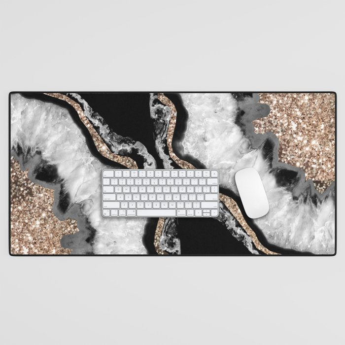 Yin Yang Agate Glitter Glam #8 #gem #decor #art #society6 Desk Mat Gallery Image 1