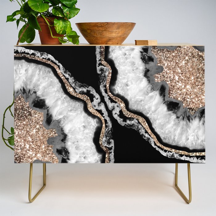 Yin Yang Agate Glitter Glam #8 #gem #decor #art #society6 Credenza Gallery Image 1